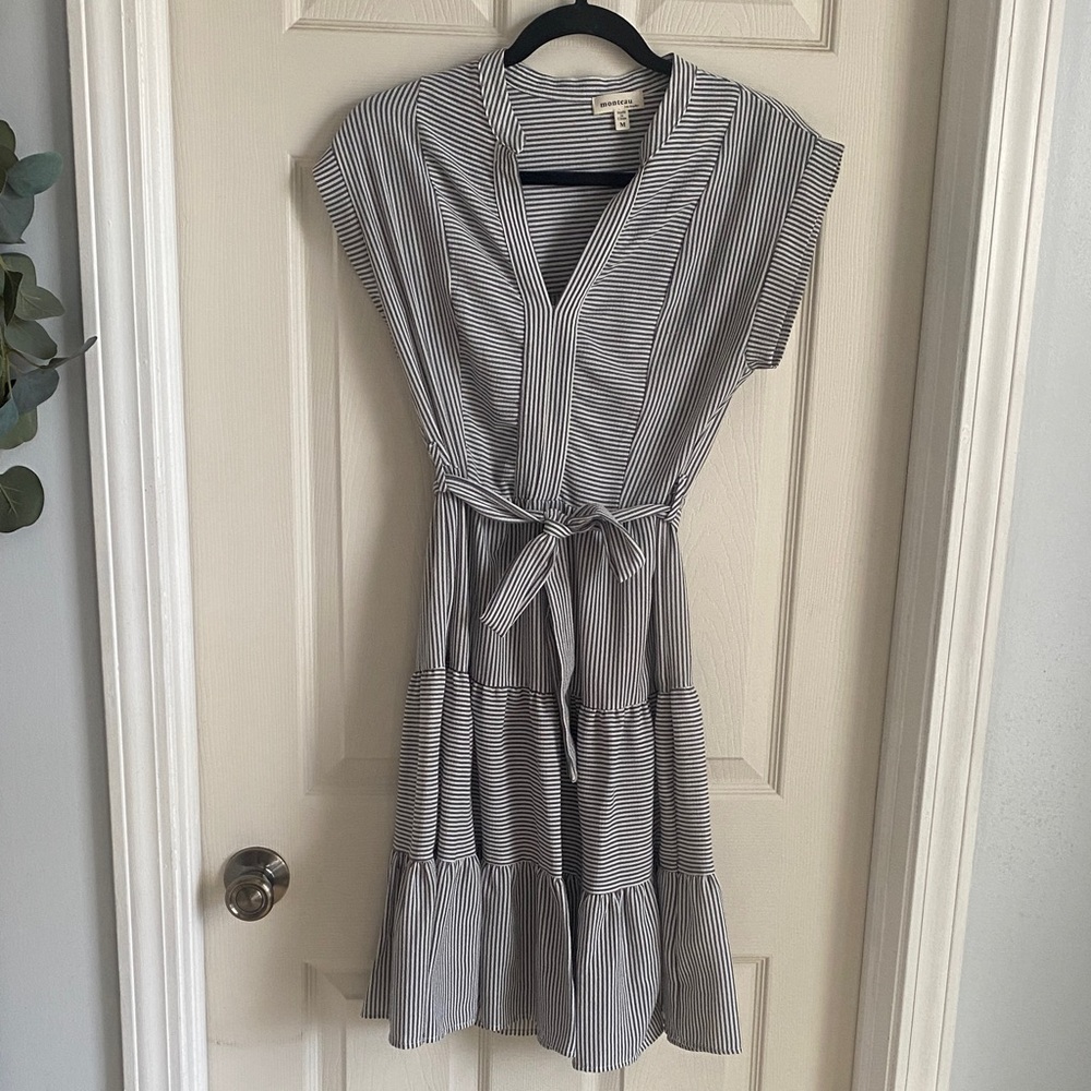 Striped Gray and White Dress